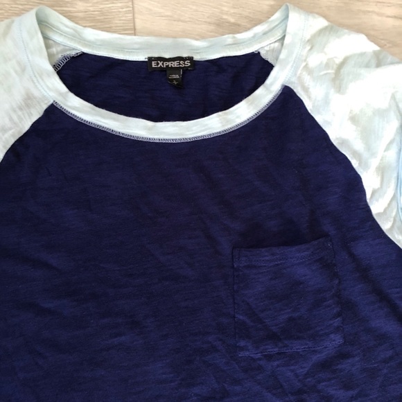 Express Pocket Baseball Raglan Two-Tone Tee Top - Picture 8 of 16